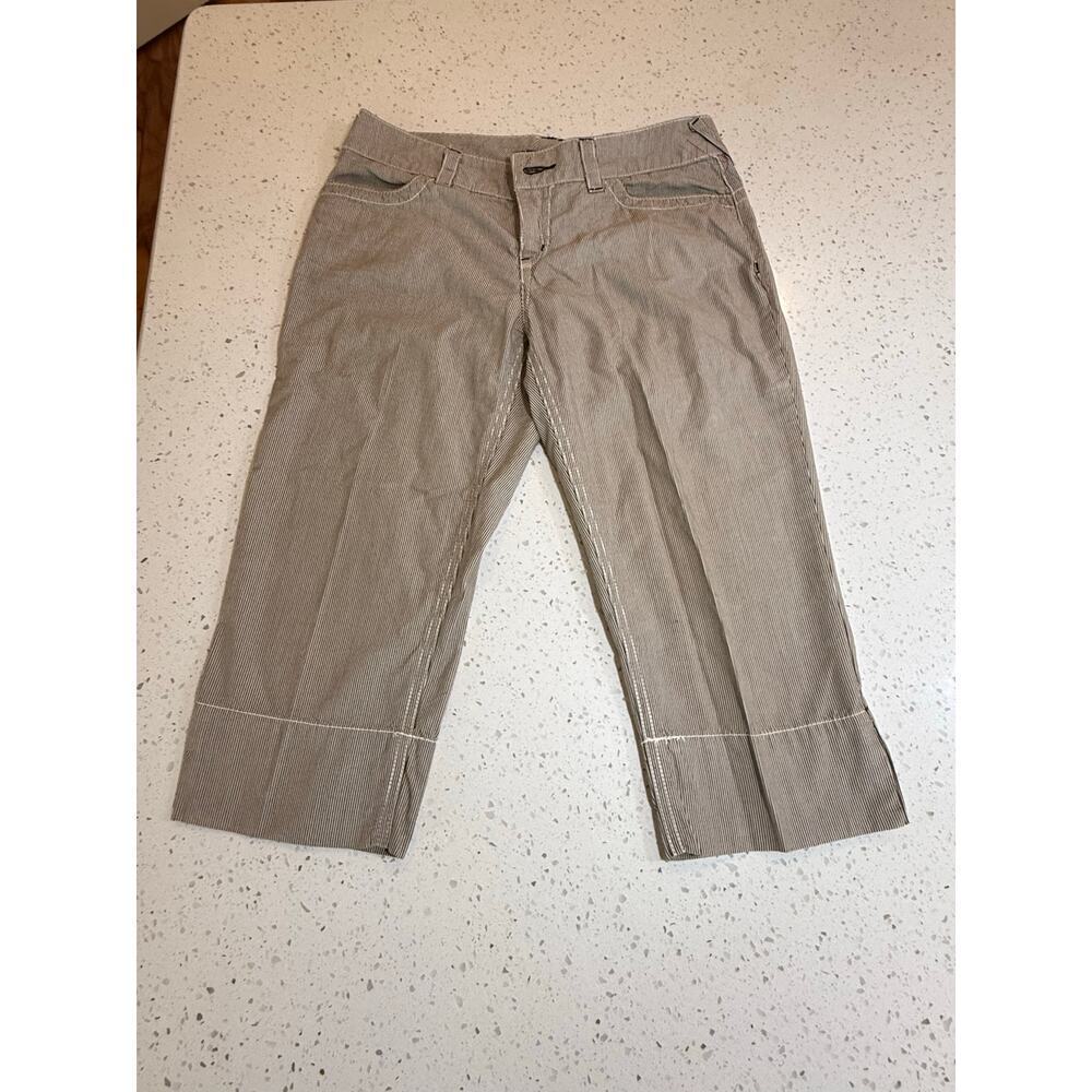 PURE COLOR CAPRI STRIPED 100% COTTON PANTS WOMENS SIZE 28" WAIST